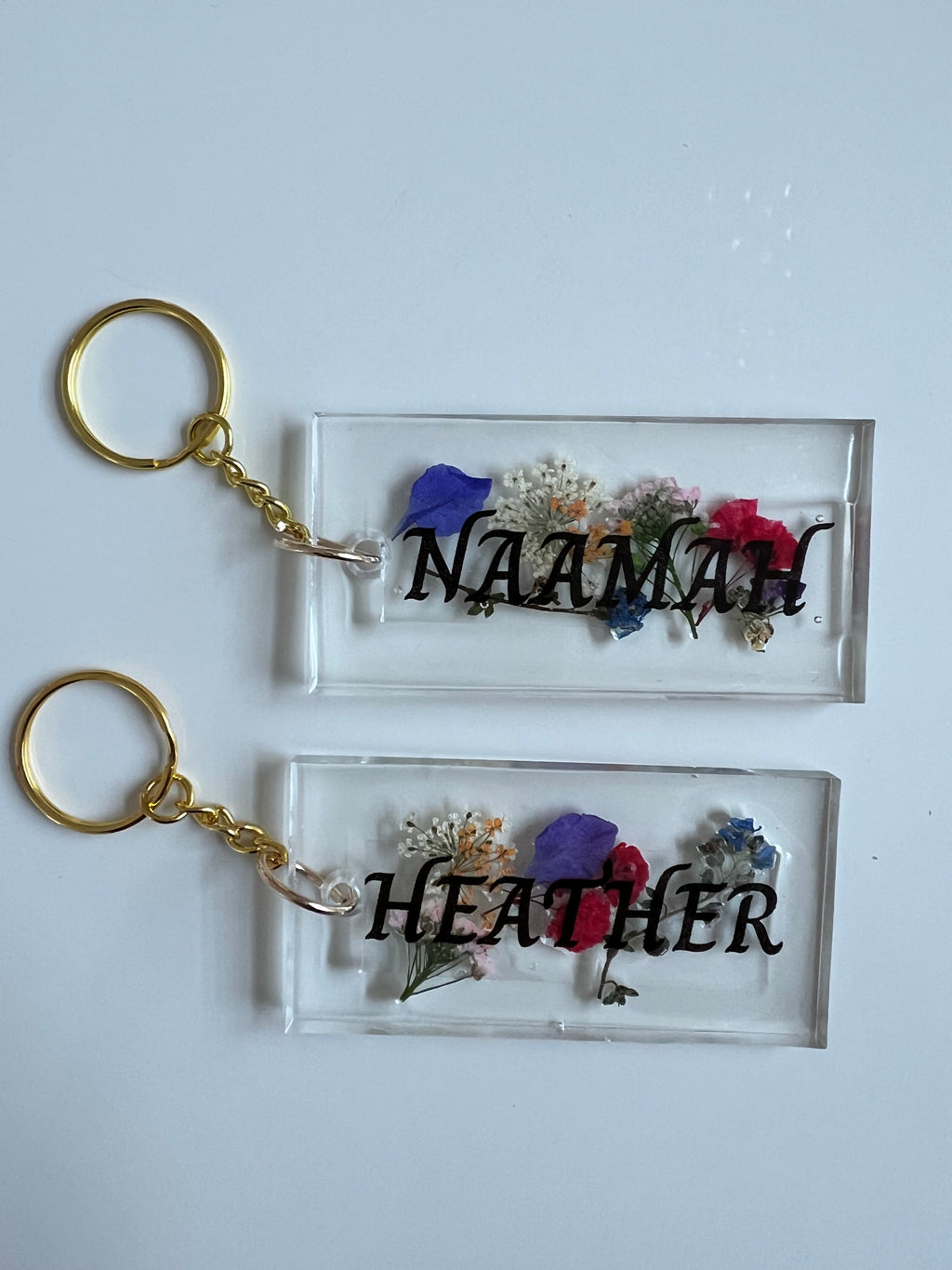 Floral personalized keychain
